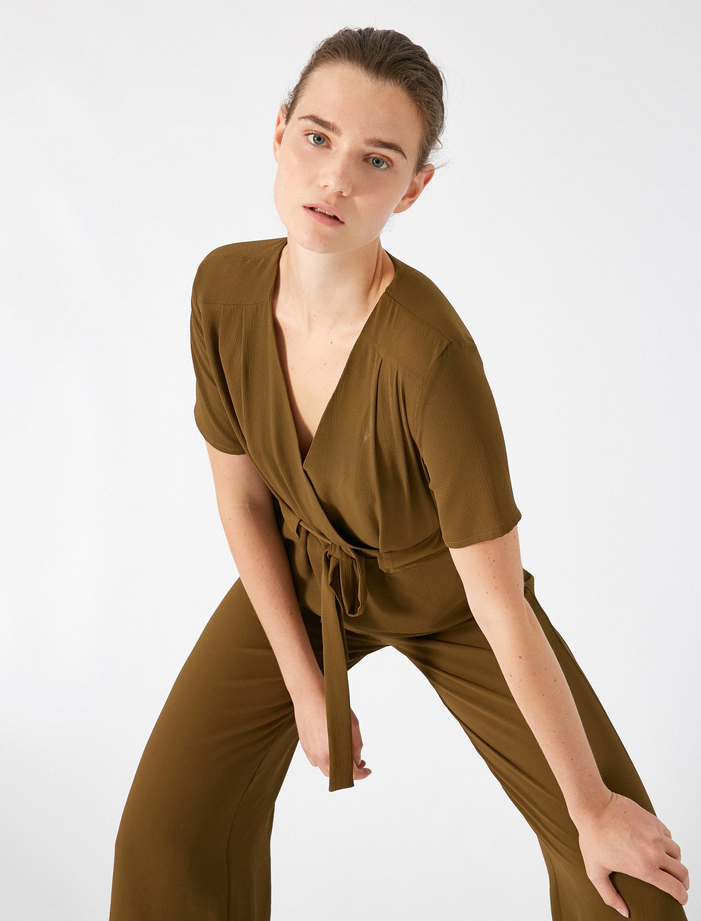 Koton Short Sleeve Belted Jumpsuit