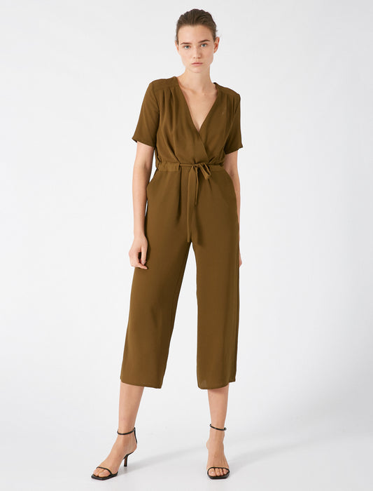 Koton Short Sleeve Belted Jumpsuit