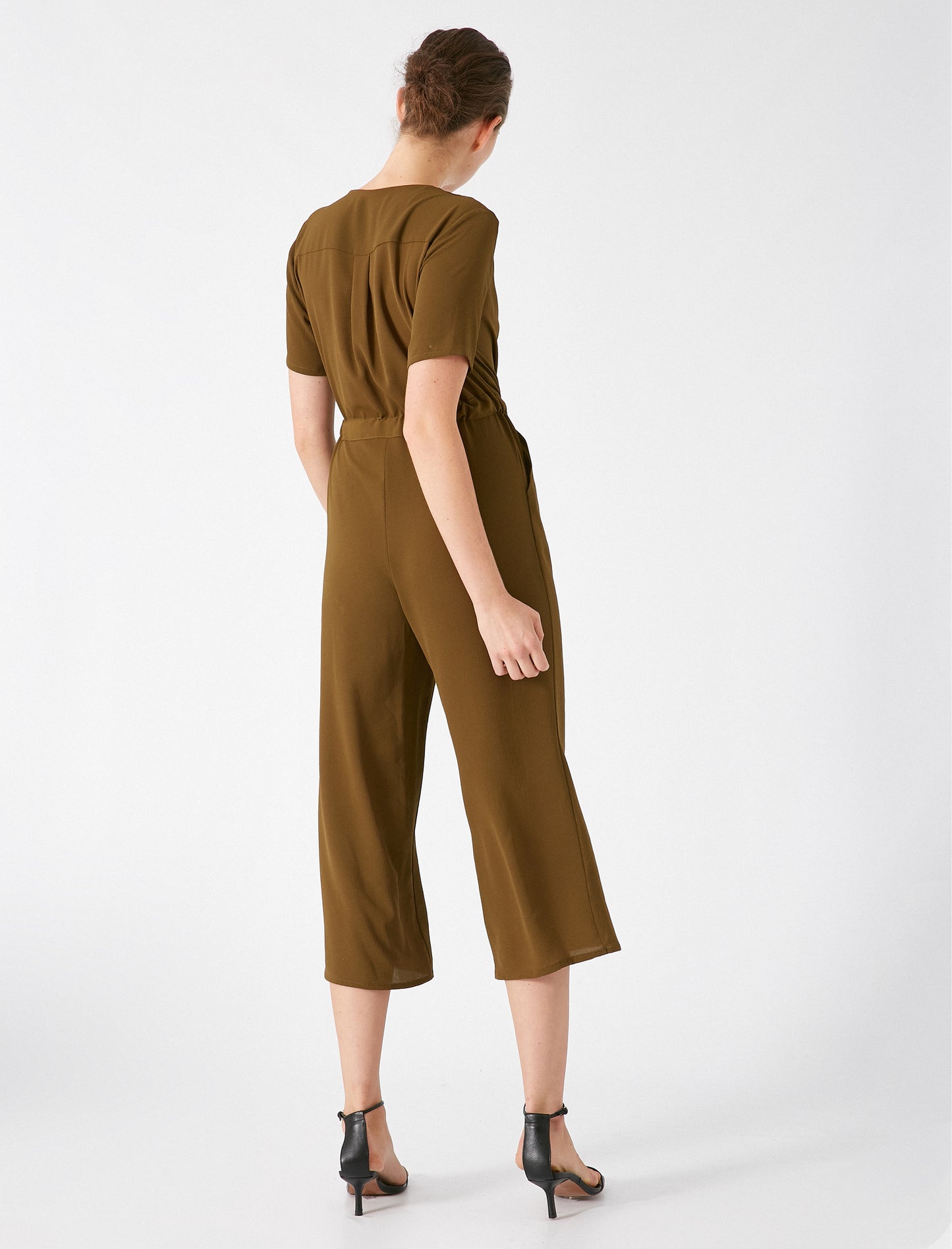 Koton Short Sleeve Belted Jumpsuit