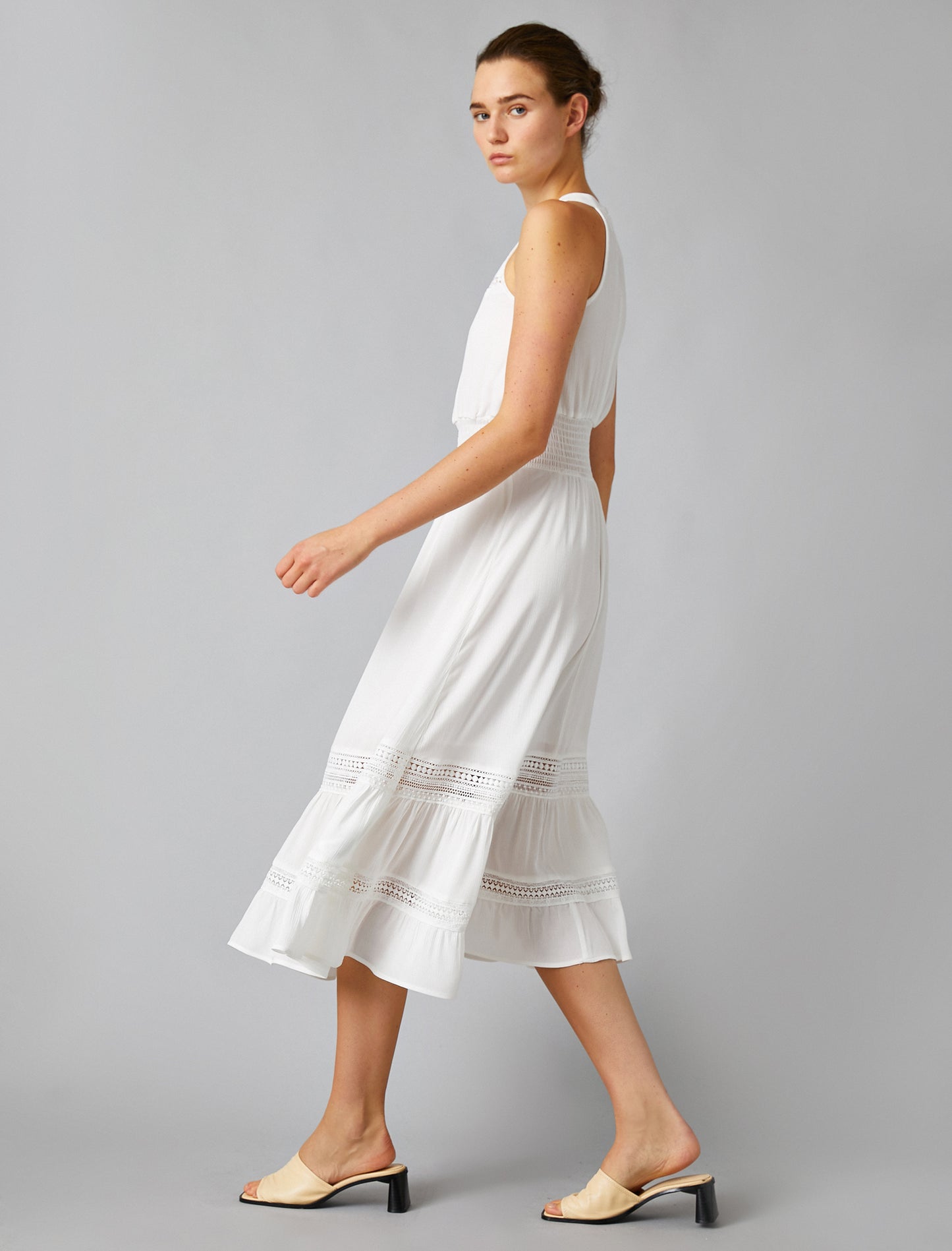 Koton Halter Neck Midi Off White Dress