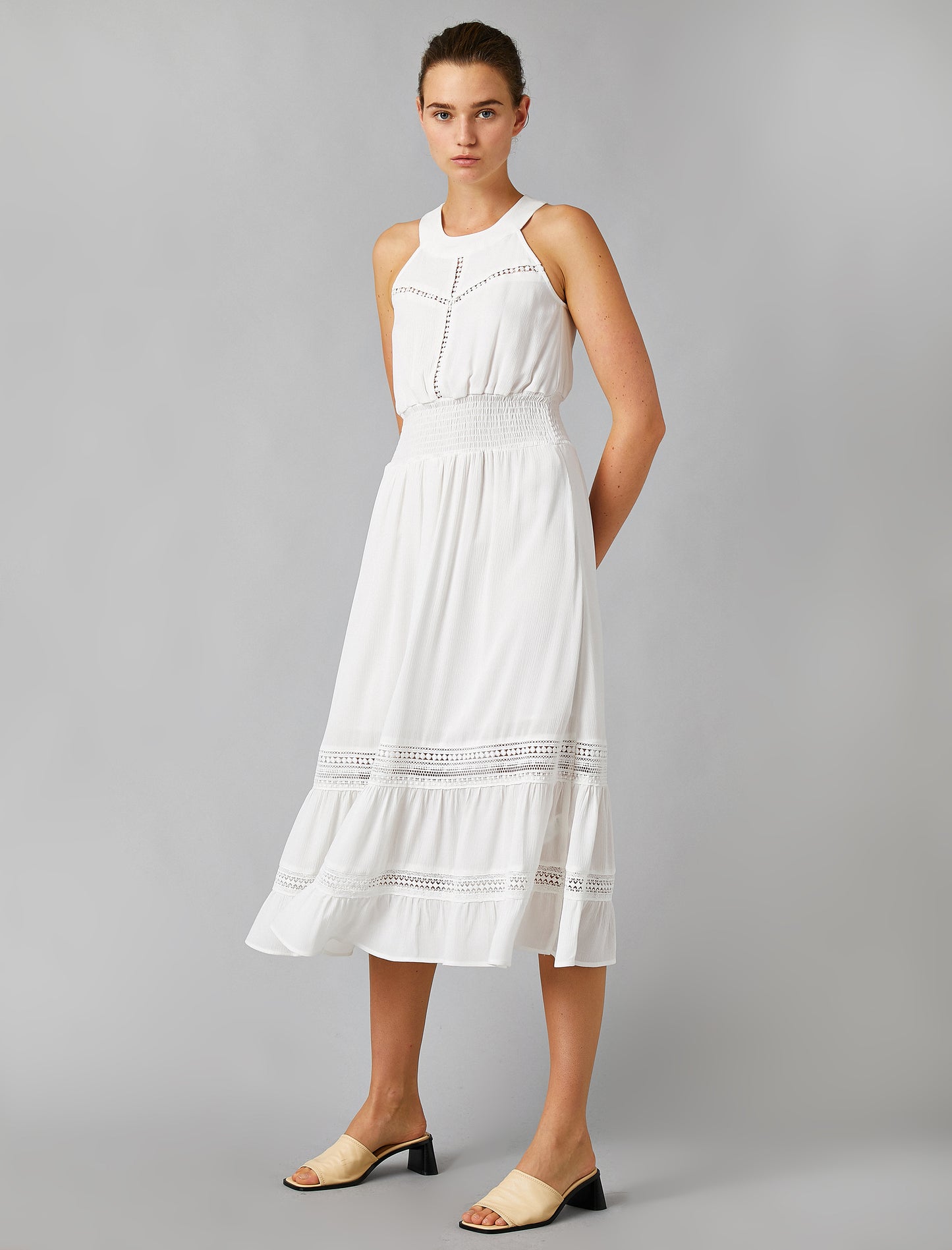 Koton Halter Neck Midi Off White Dress