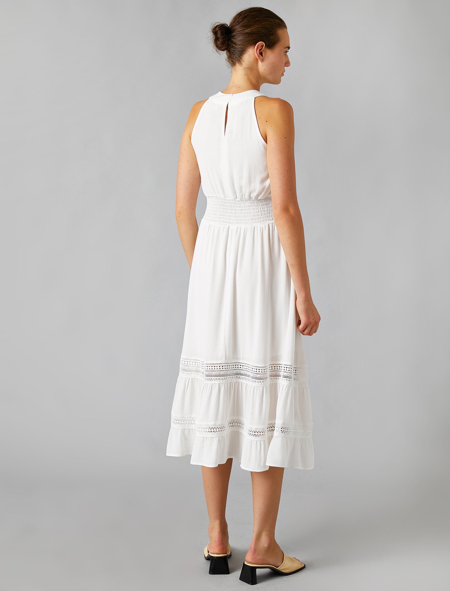 Koton Halter Neck Midi Off White Dress