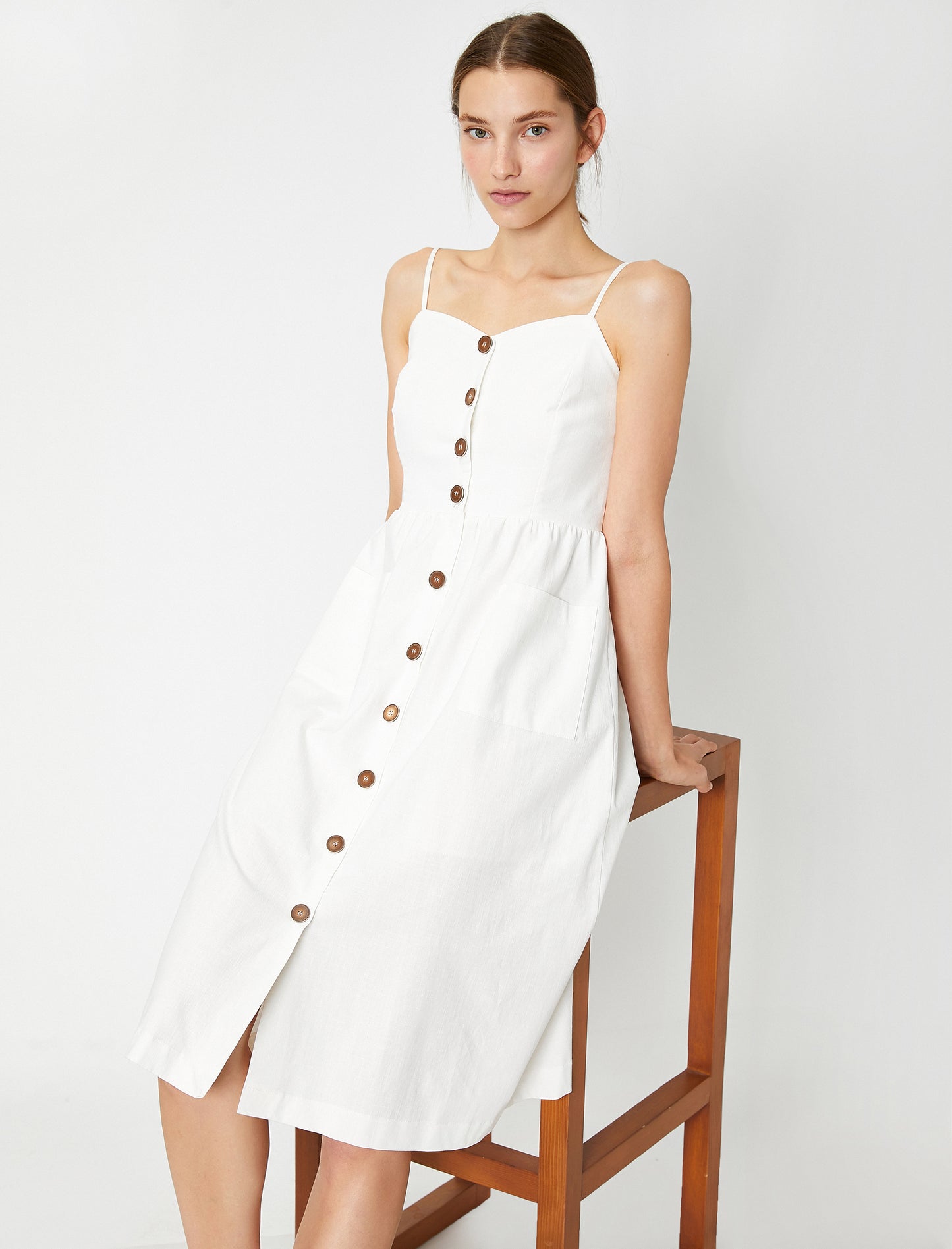 Koton Button Detailed Strap Dress