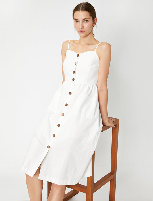 Koton Button Detailed Strap Dress