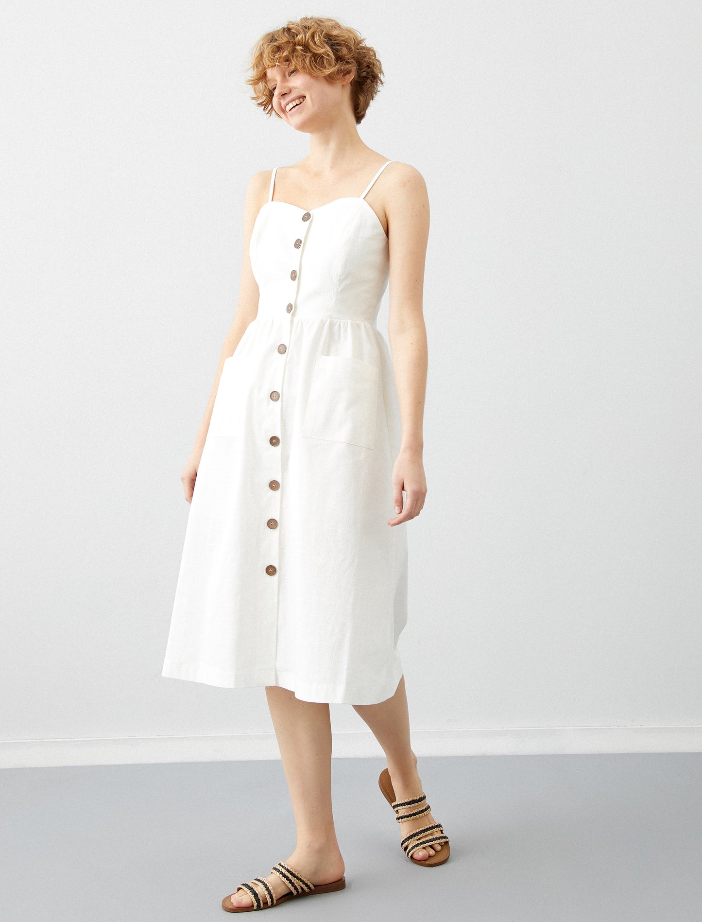 Koton Button Detailed Strap Dress