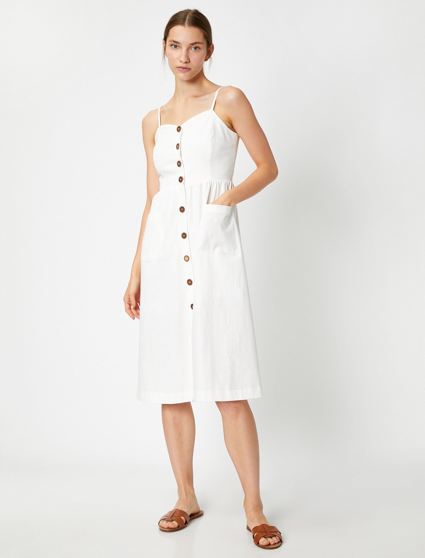 Koton Button Detailed Strap Dress