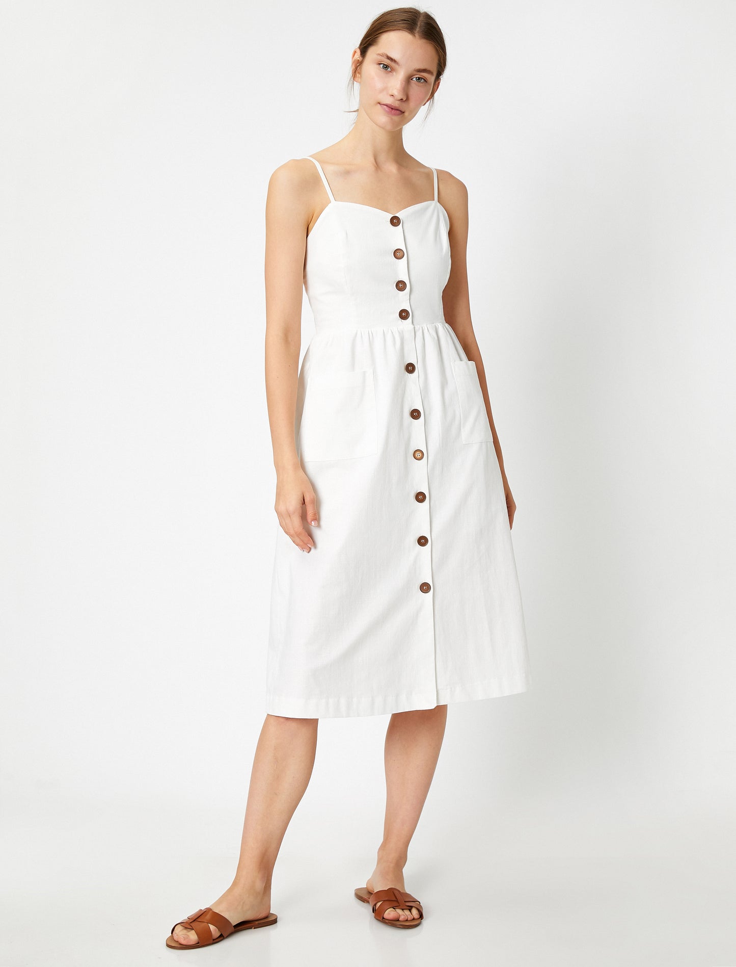 Koton Button Detailed Strap Dress