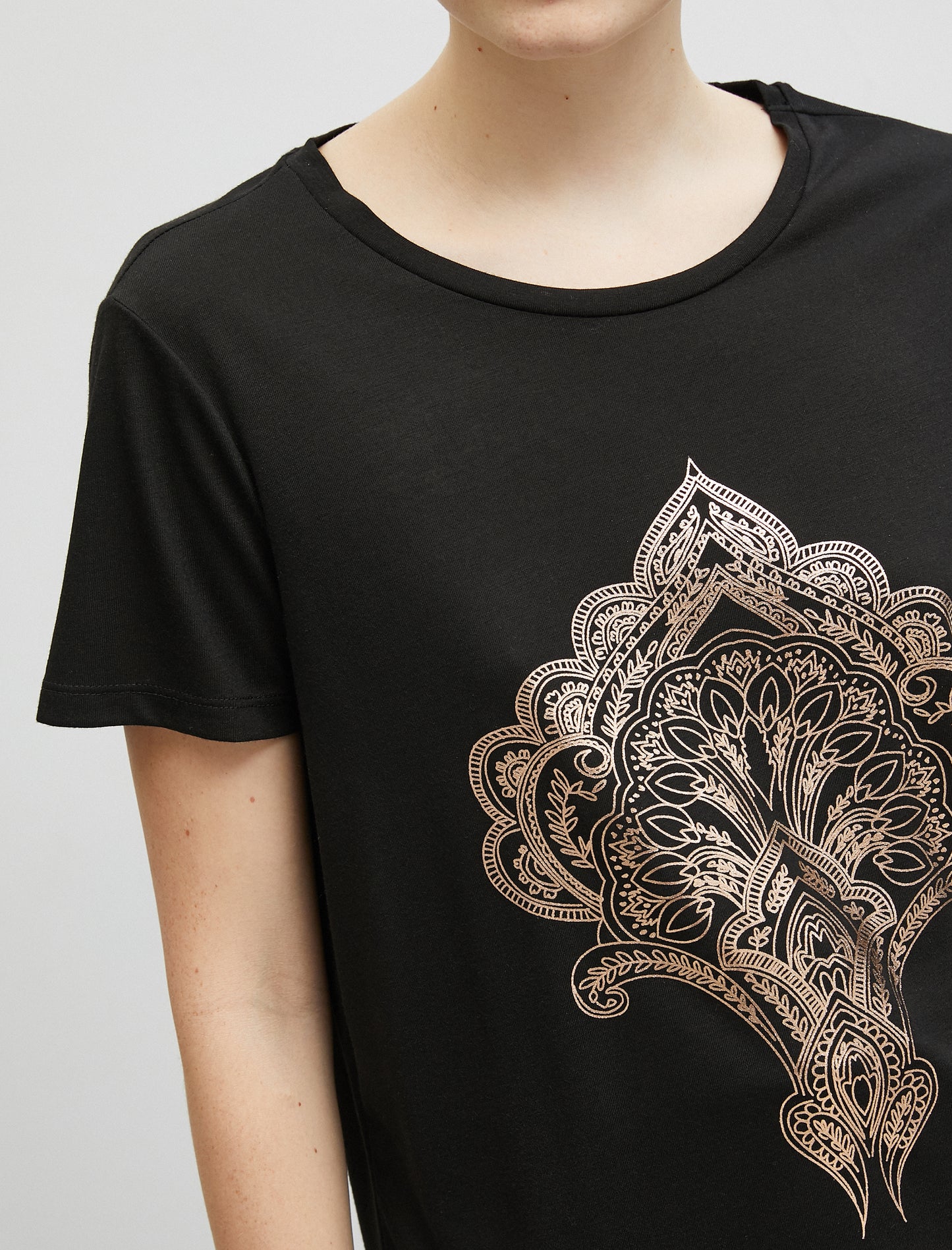 Metallic Printed, Crew Neck, Short Sleeve T-Shirt