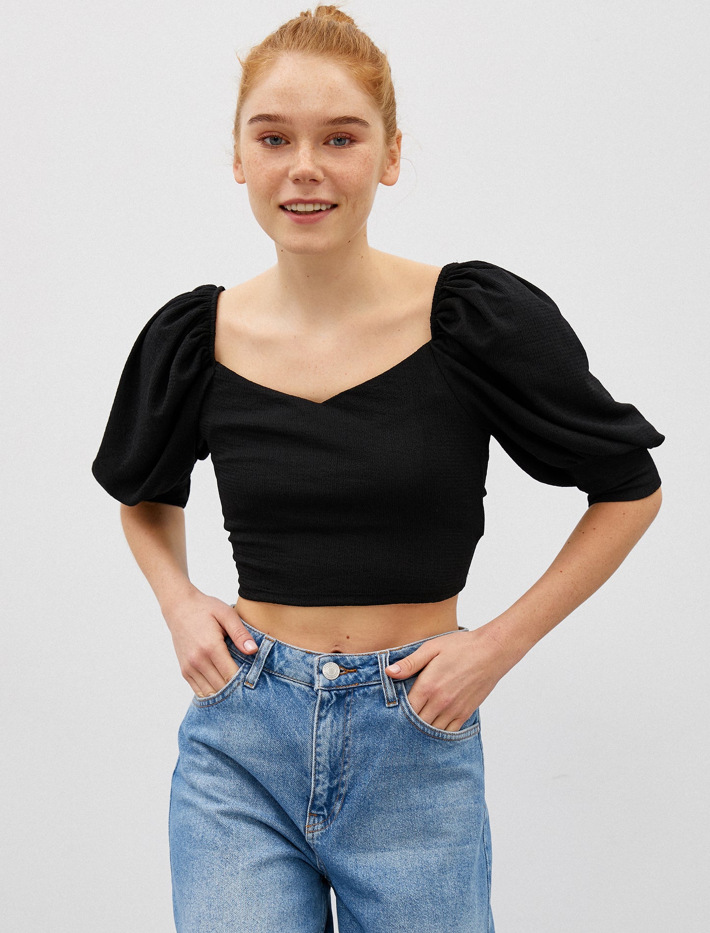 KOTON's Puff Sleeve Crop Top