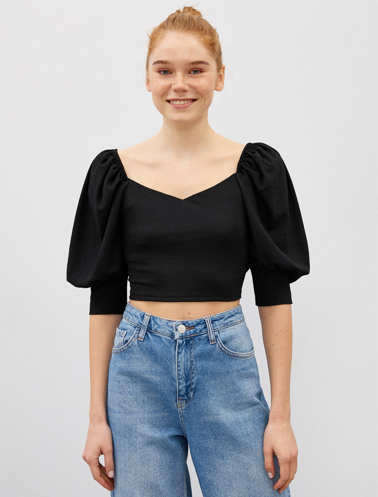 KOTON's Puff Sleeve Crop Top