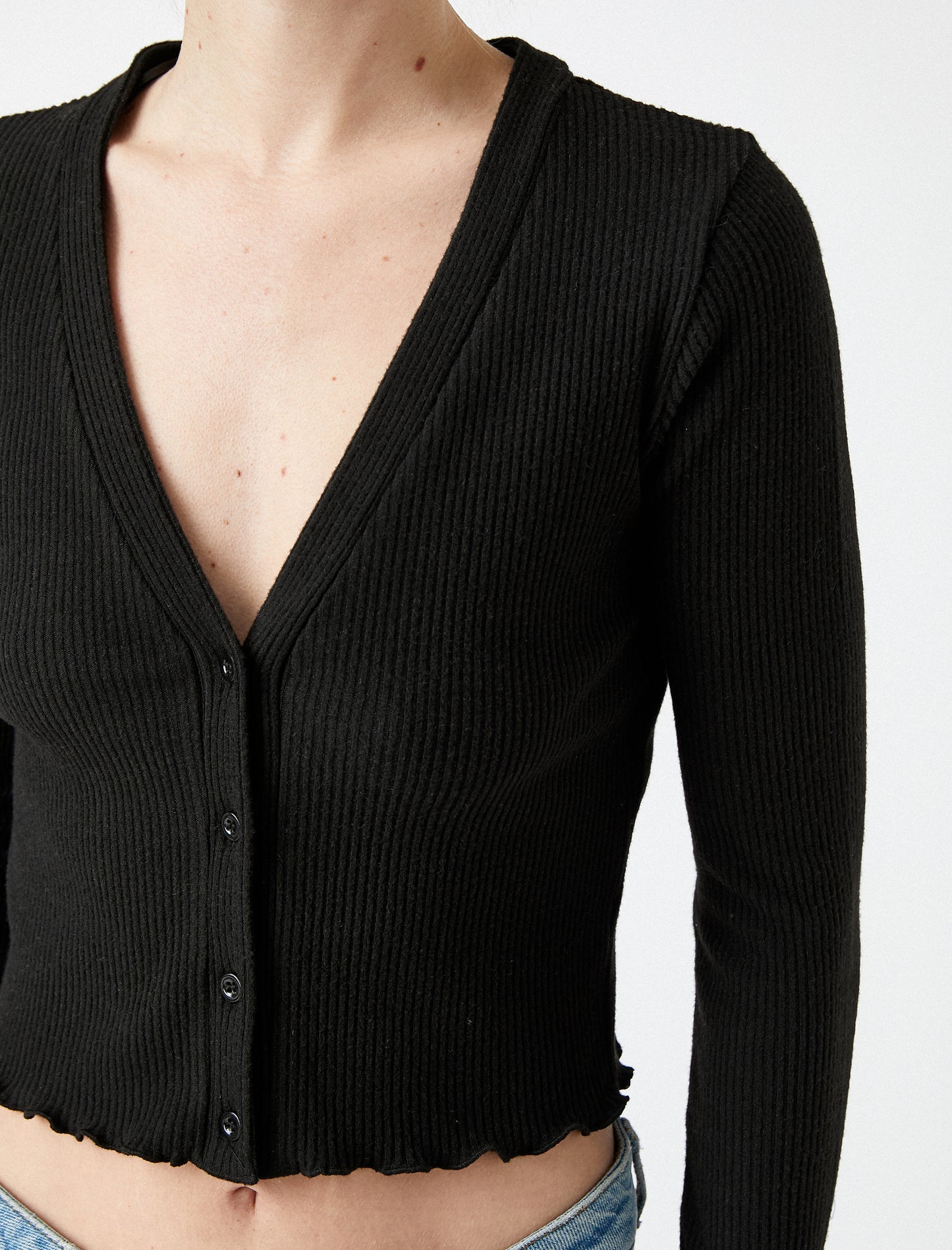 Koton V Neck Buttoned Detailed Cardigan Sweater