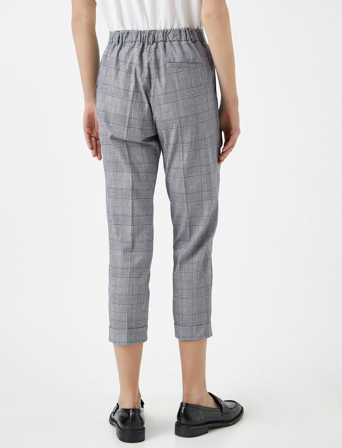 Koton Grey Red Checked Casual Women's Pants