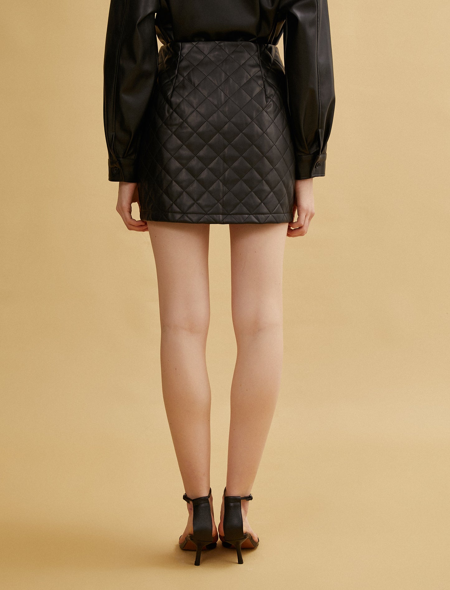 Koton's Leather Look, Quilted, Button Detailed Skirt