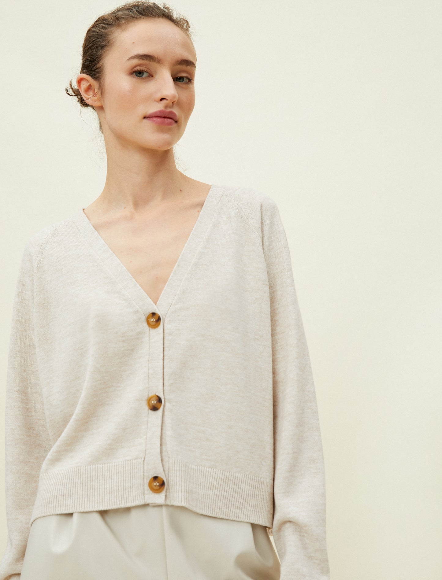 Koton Buttoned Crop Cardigan - Beige