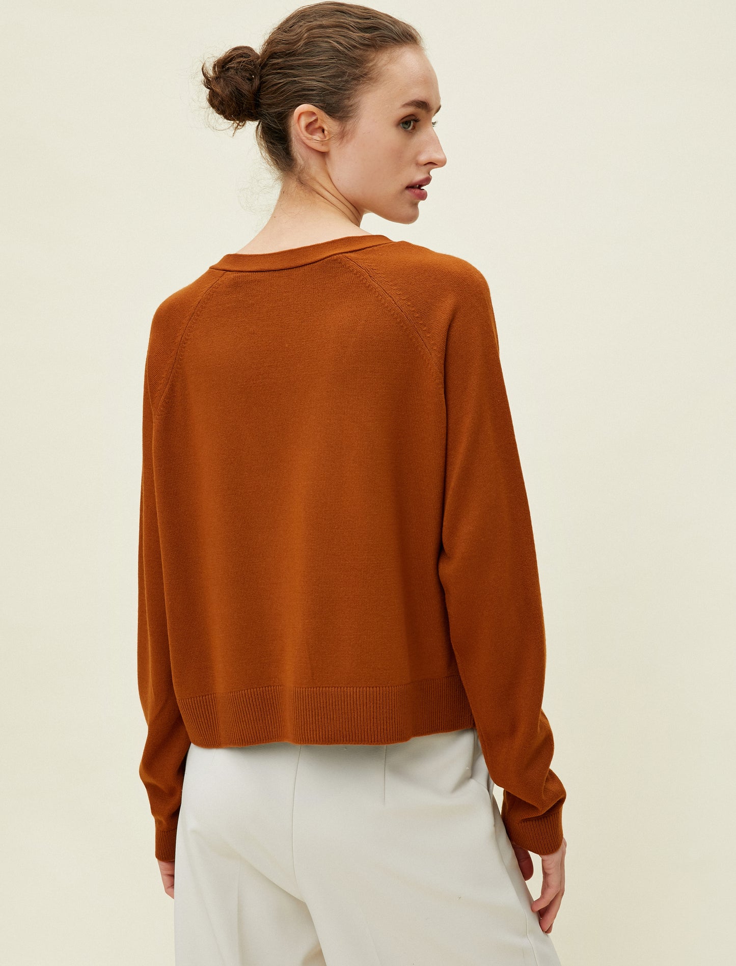 Koton Buttoned Crop Cardigan - Terracotta