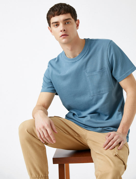 Koton Basic Crew Neck Men's T-Shirt - Blue