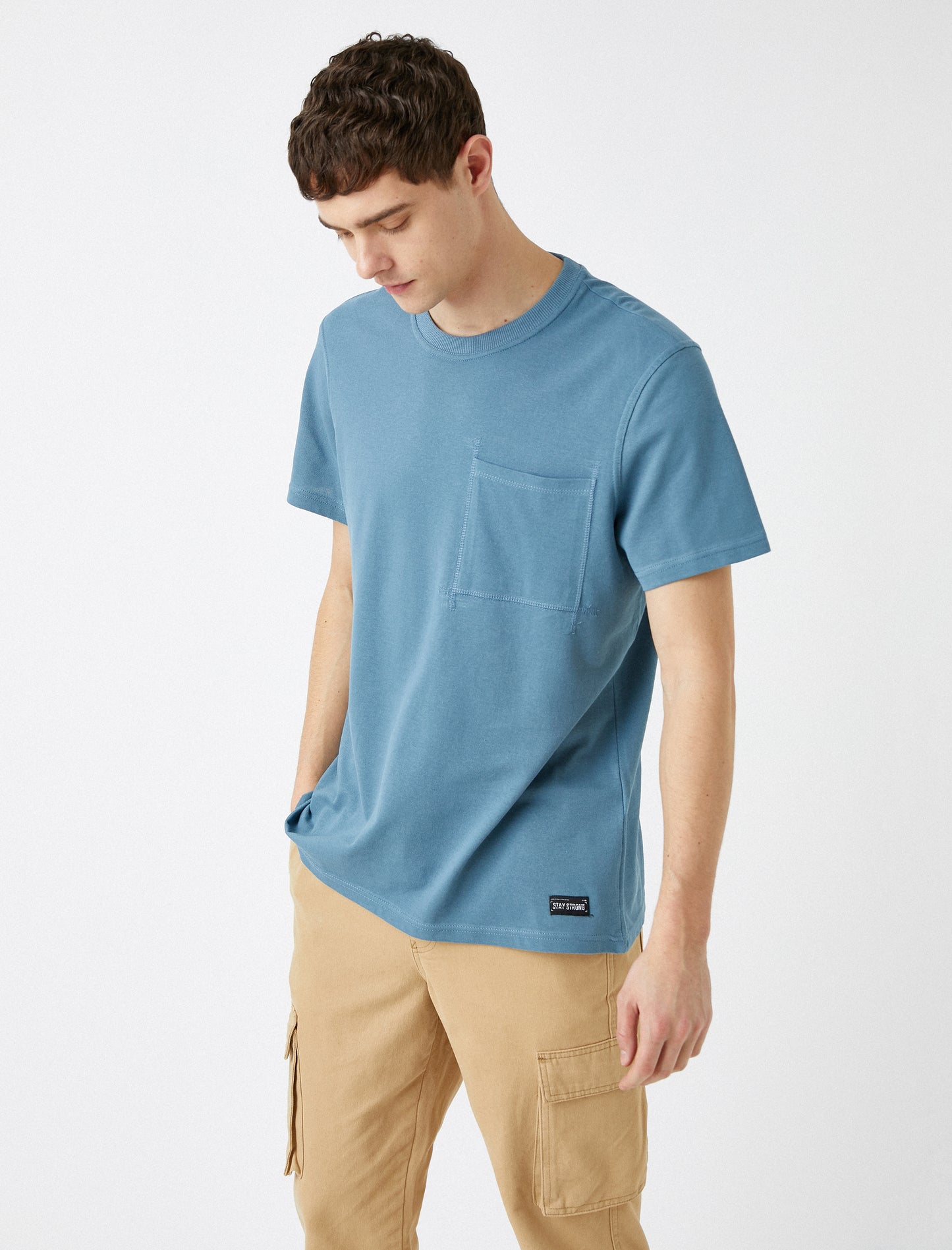 Koton Basic Crew Neck Men's T-Shirt - Blue