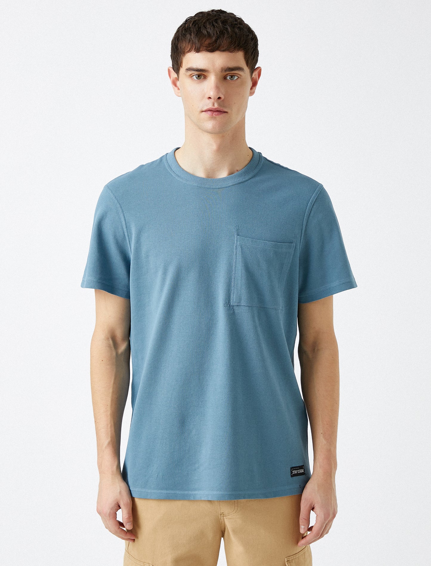 Koton Basic Crew Neck Men's T-Shirt - Blue