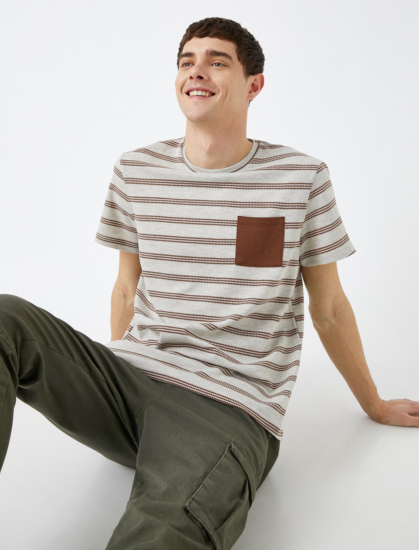 Koton Pocket Detailed Short Sleeve Striped Men's T-Shirt