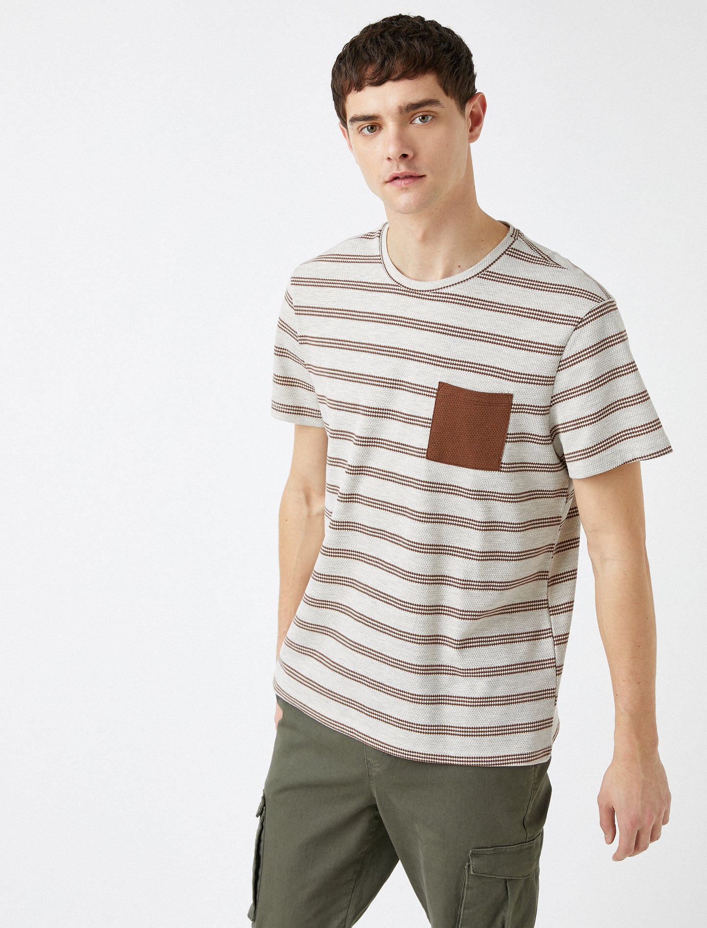 Koton Pocket Detailed Short Sleeve Striped Men's T-Shirt