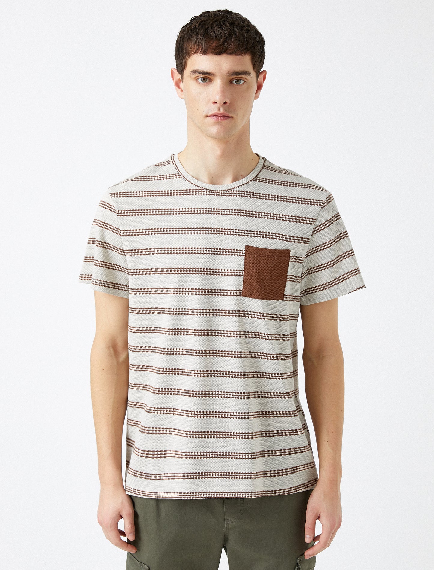 Koton Pocket Detailed Short Sleeve Striped Men's T-Shirt