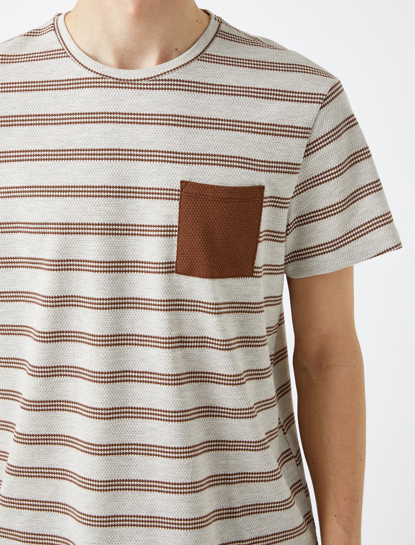 Koton Pocket Detailed Short Sleeve Striped Men's T-Shirt