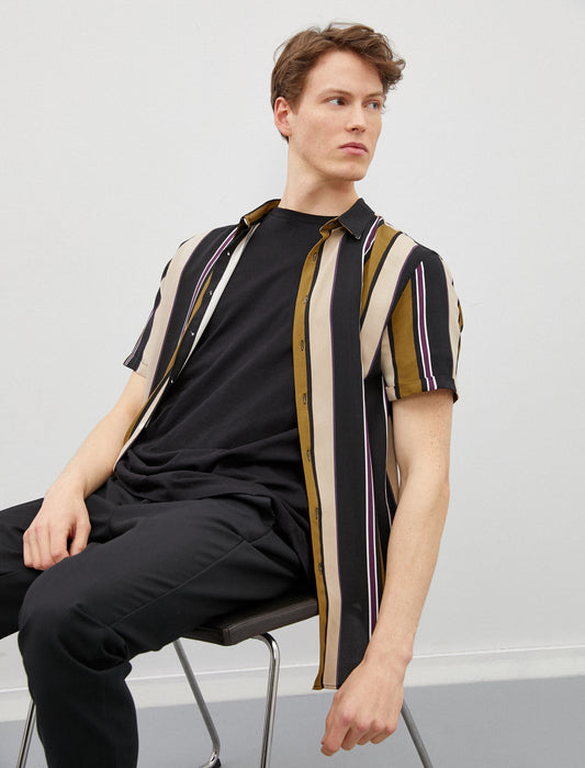 Koton Striped Men's Short Sleeve Shirt