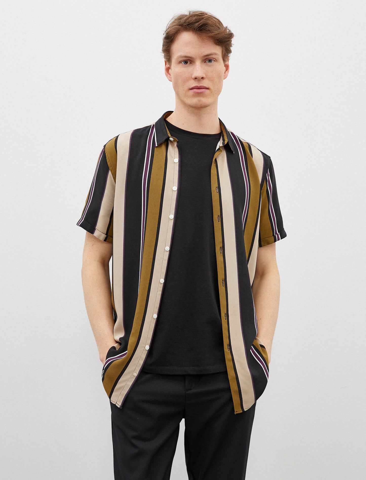 Koton Striped Men's Short Sleeve Shirt