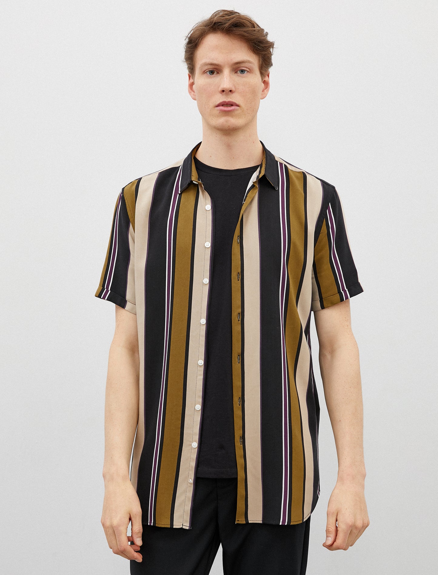 Koton Striped Men's Short Sleeve Shirt