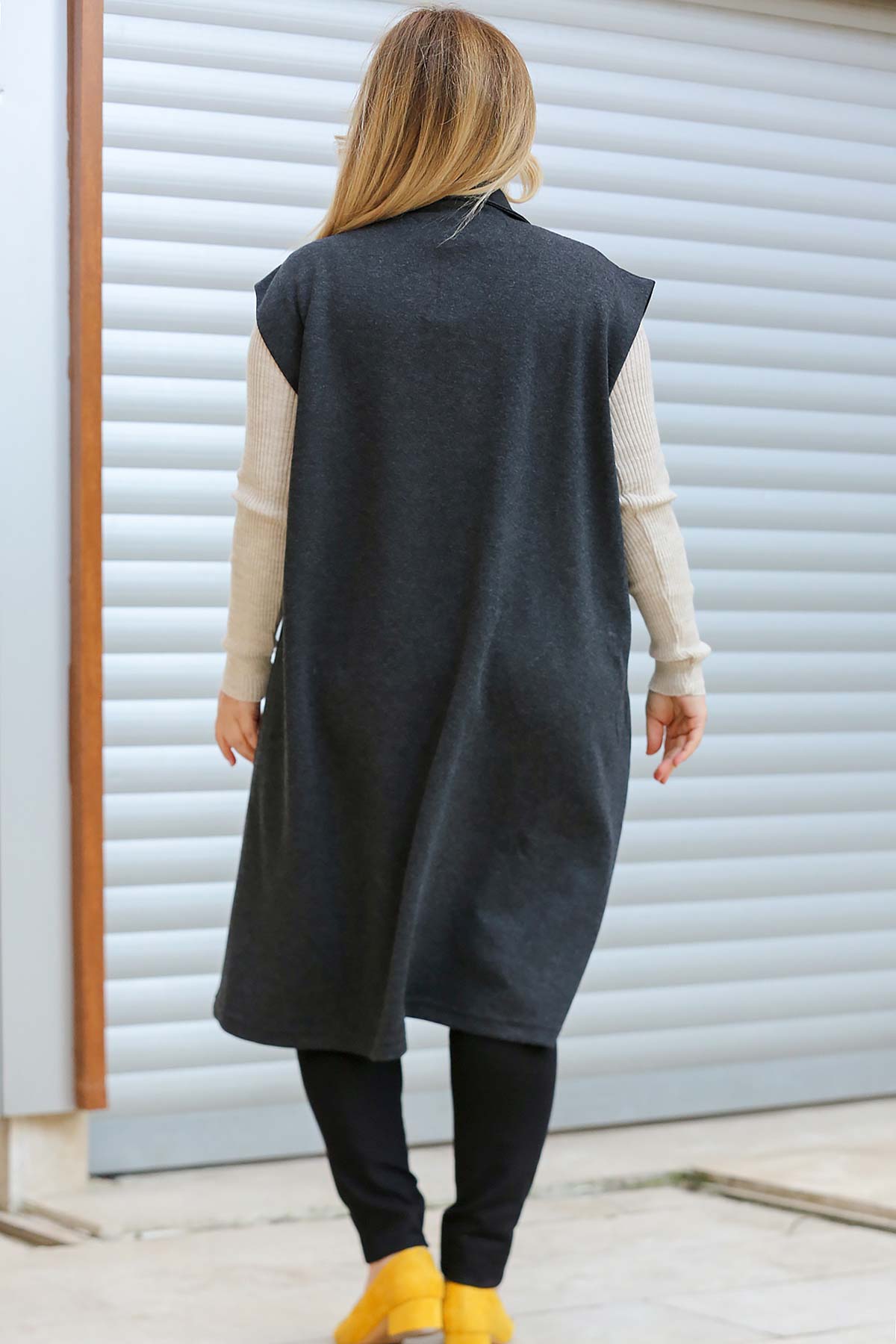 Oversize Gemmed Black Vest