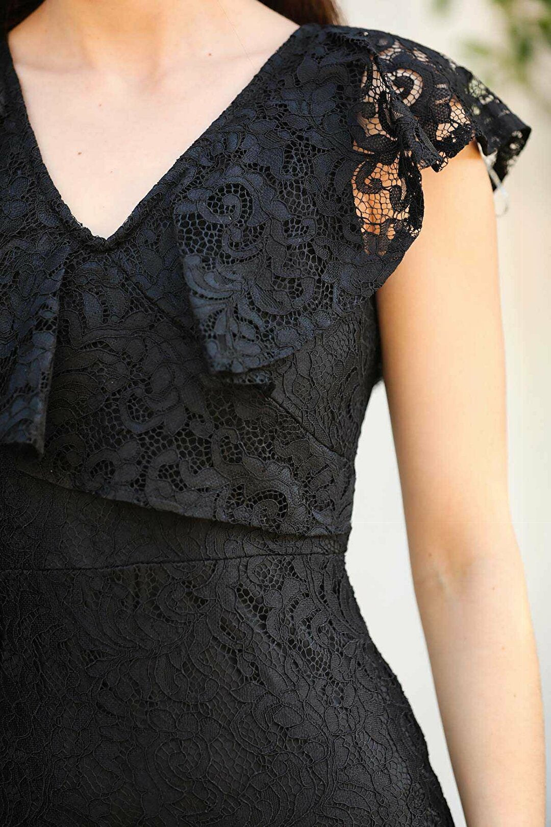 Women's Black Lace Long Evening Dress