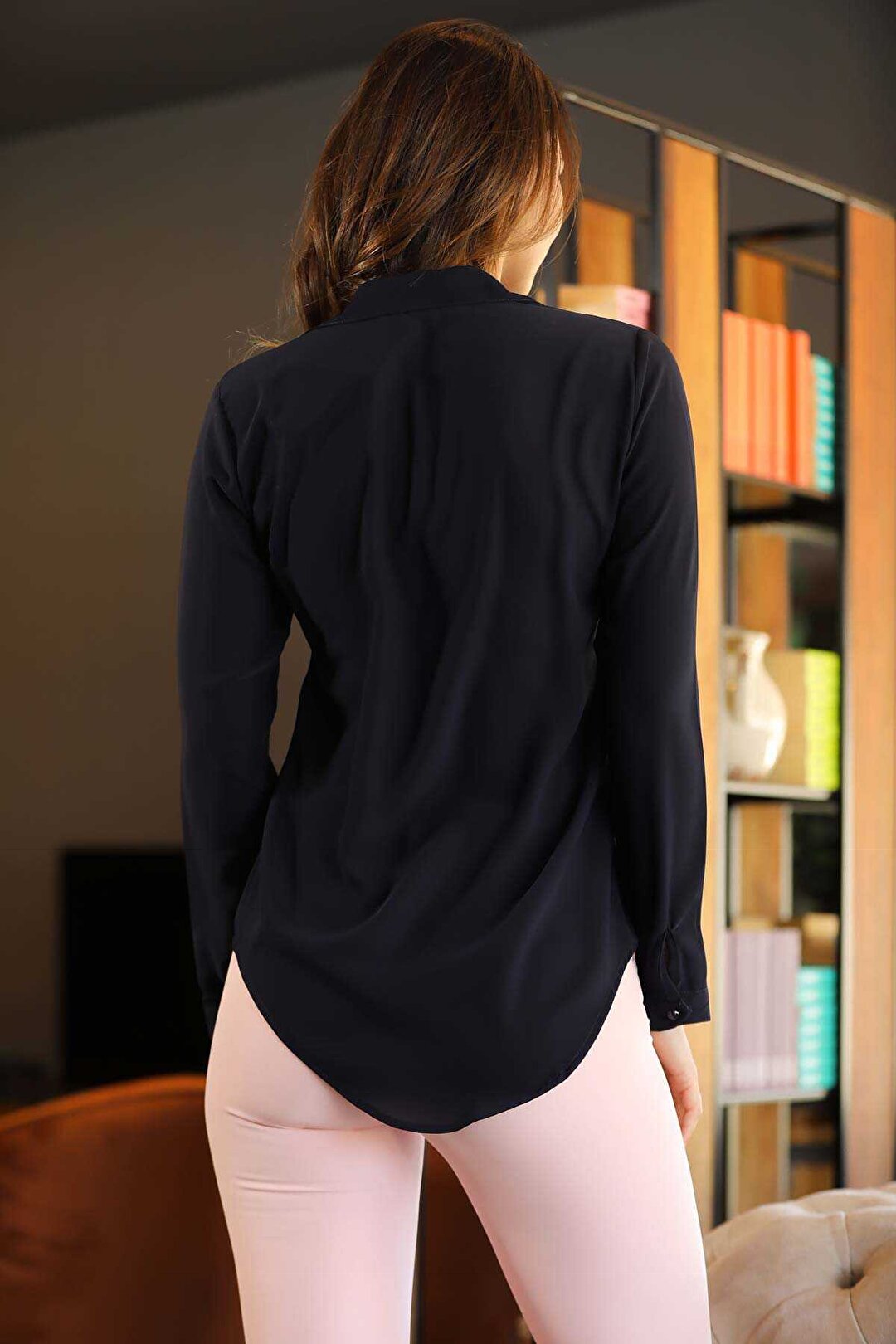 Women's Button Navy Blue Shirt