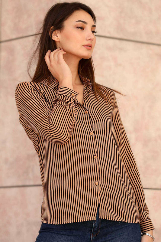 Women's Striped Beige Shirt