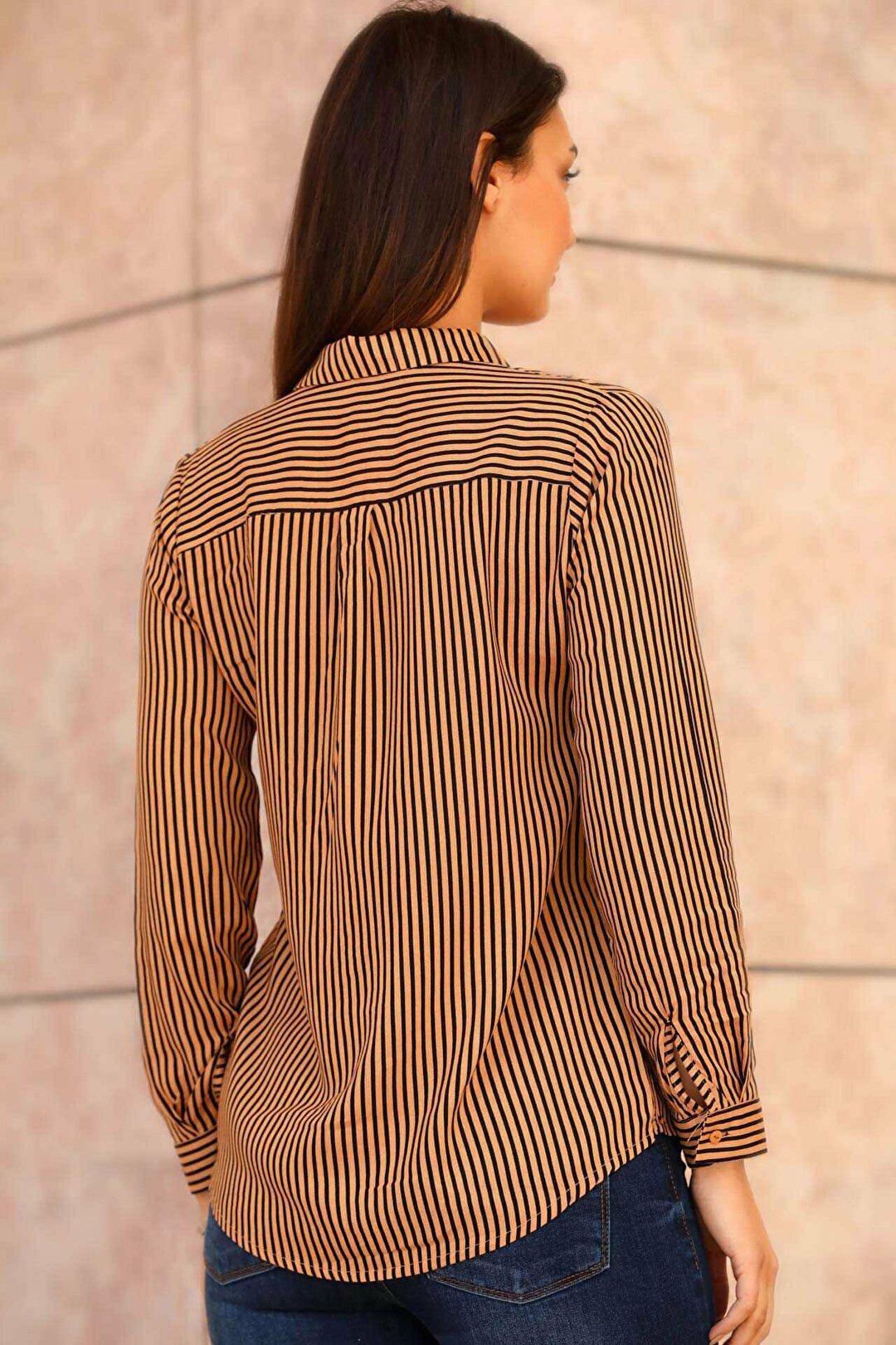 Women's Striped Beige Shirt