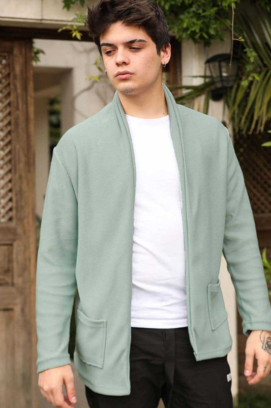 Men's Pocket Green Cardigan