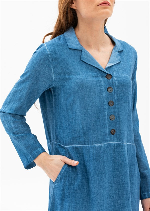 Women's Long Sleeves Indigo Dress