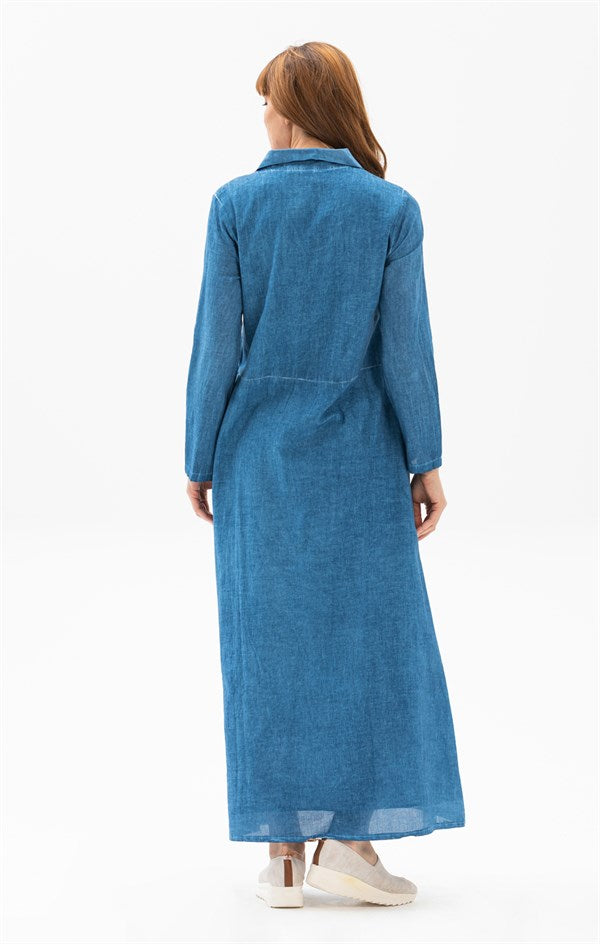 Women's Long Sleeves Indigo Dress