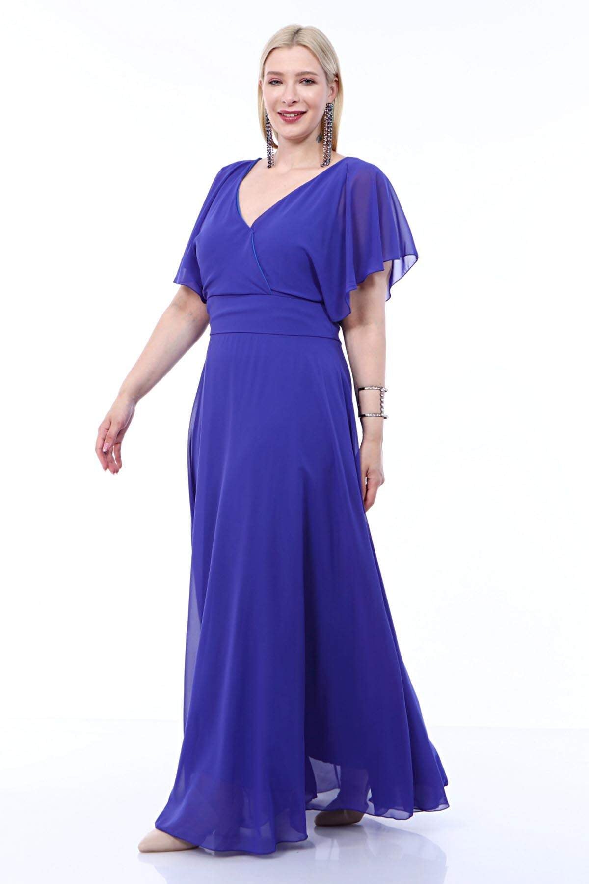 Women's Oversize V Neck Chiffon Evening Dress