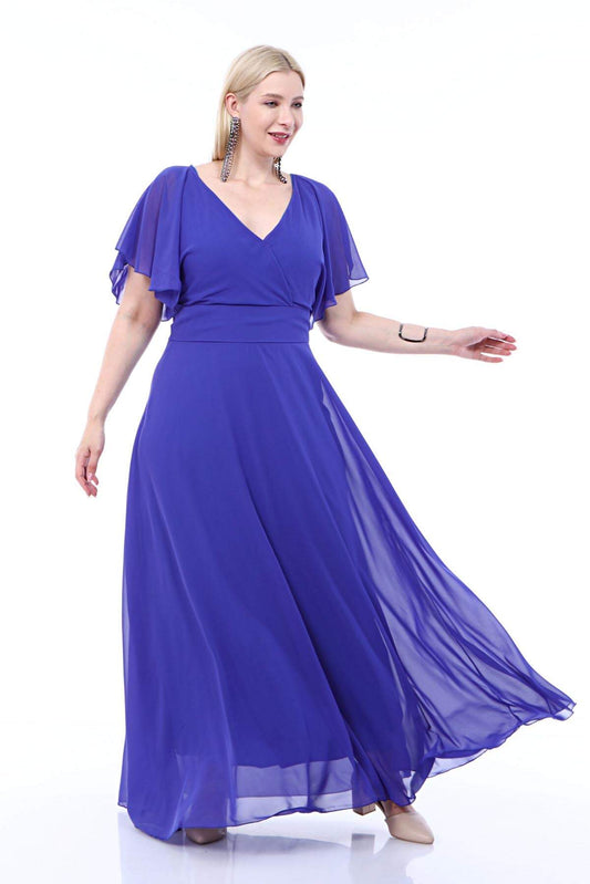 Women's Oversize V Neck Chiffon Evening Dress