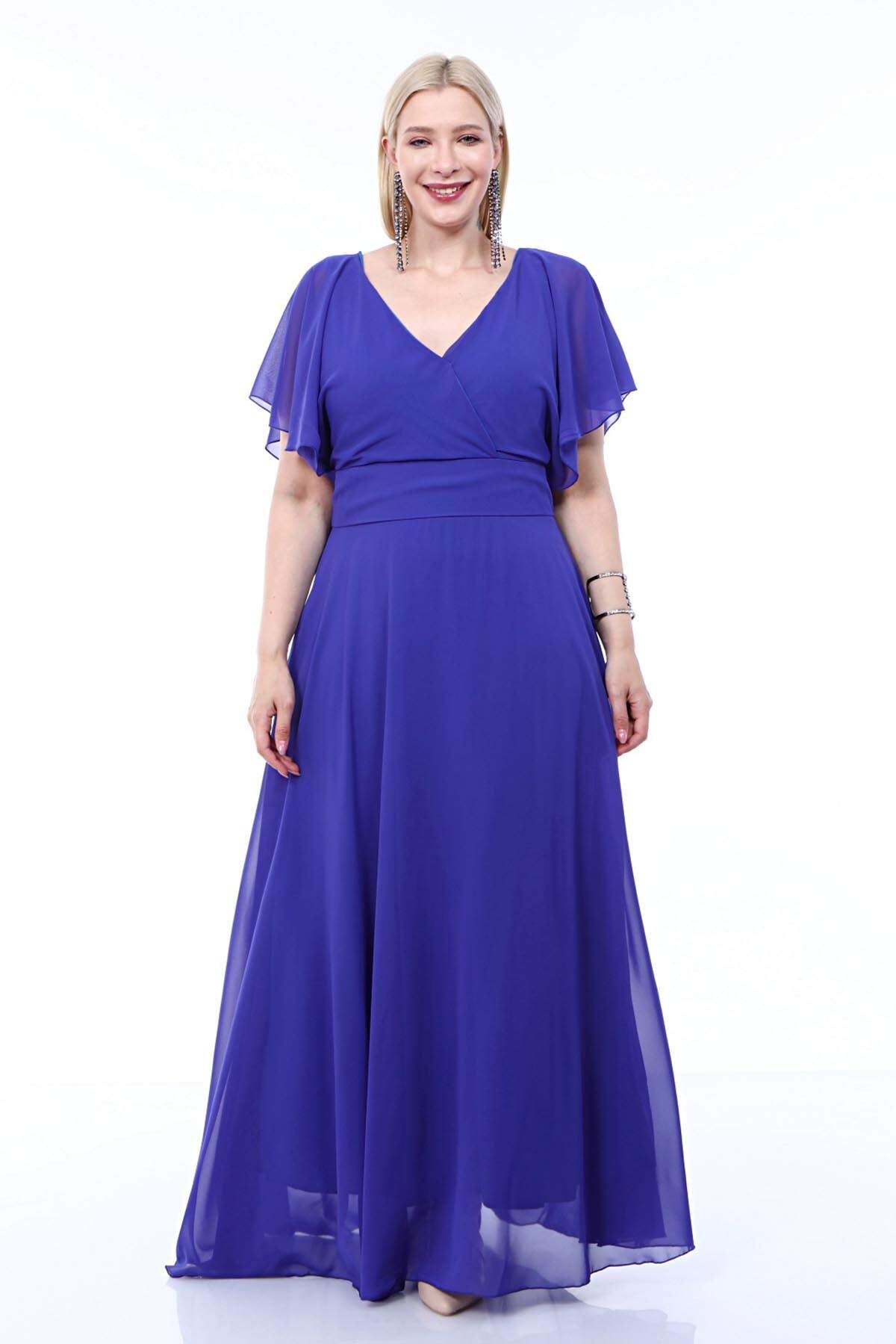 Women's Oversize V Neck Chiffon Evening Dress