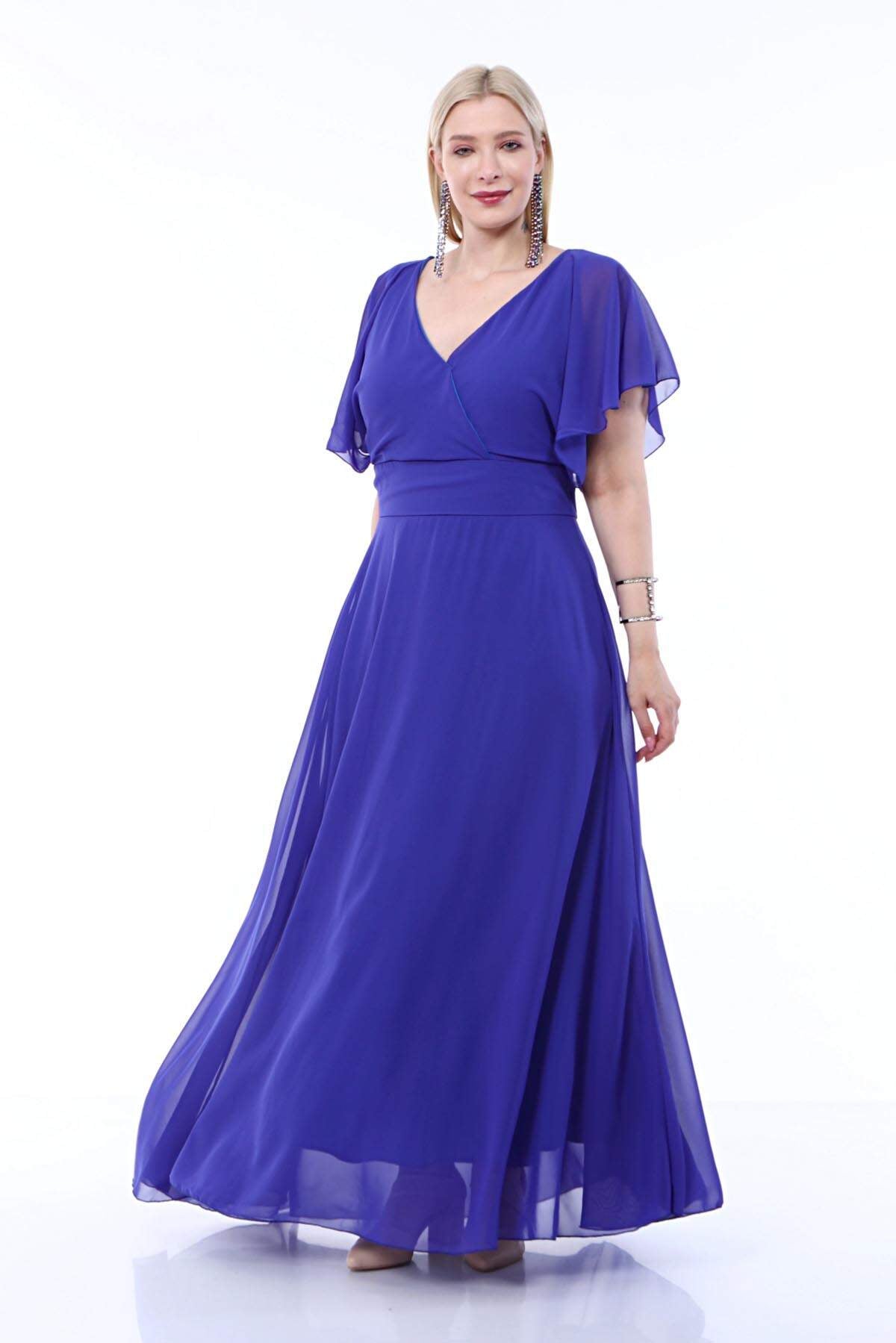 Women's Oversize V Neck Chiffon Evening Dress