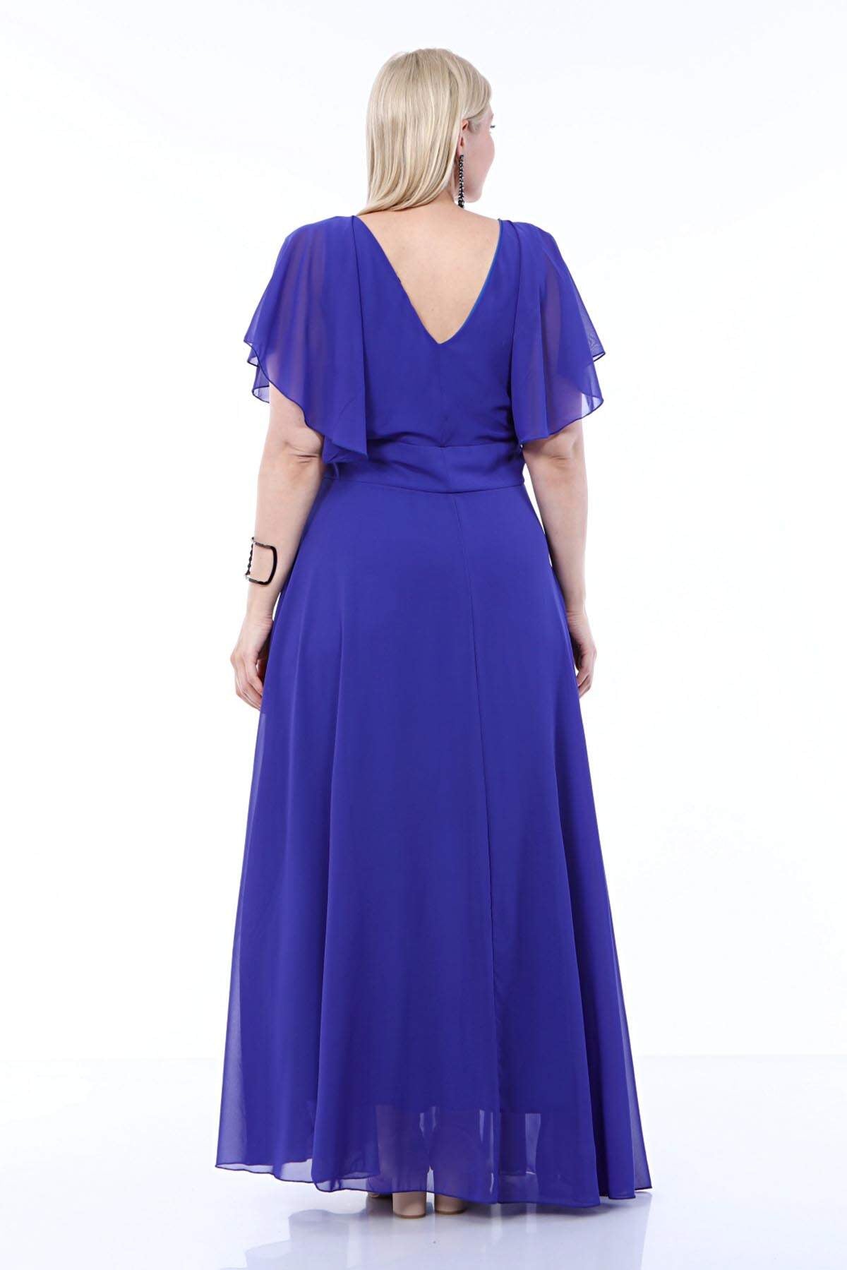 Women's Oversize V Neck Chiffon Evening Dress