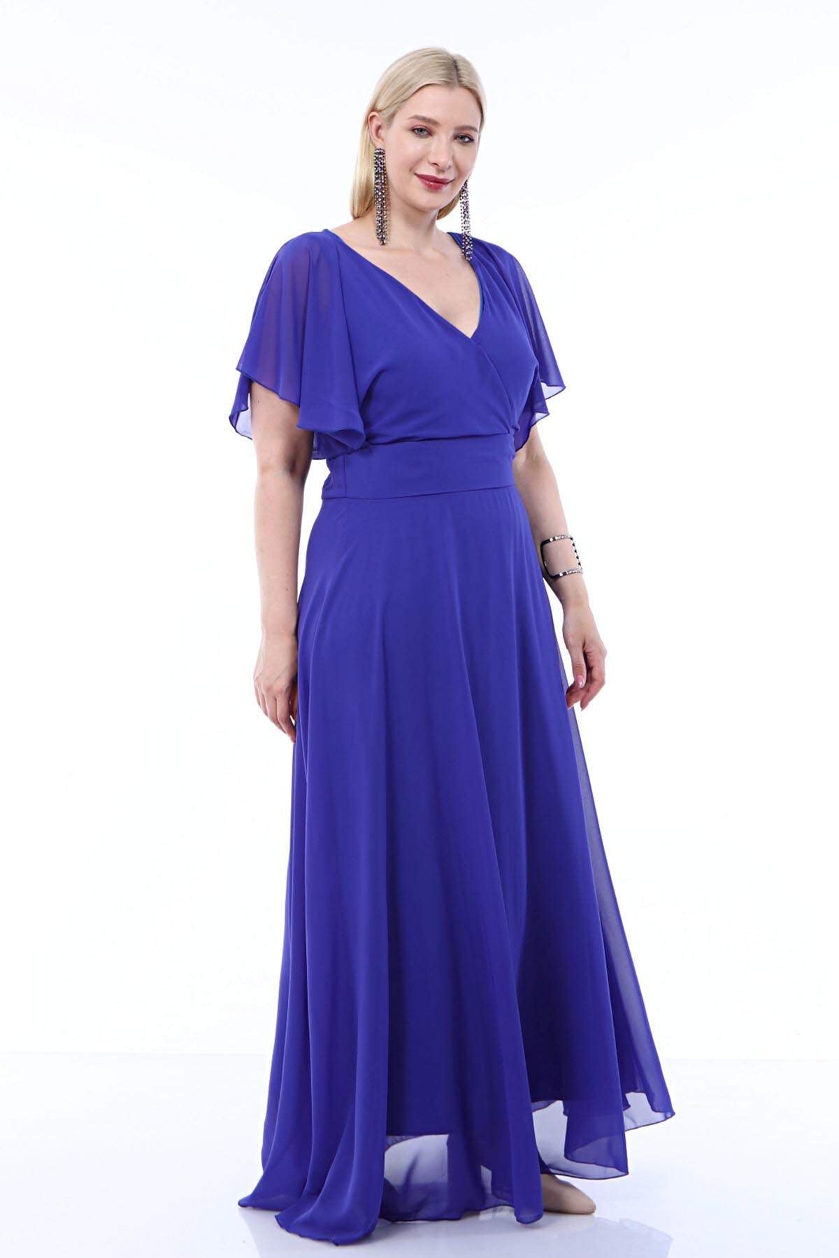 Women's Oversize V Neck Chiffon Evening Dress