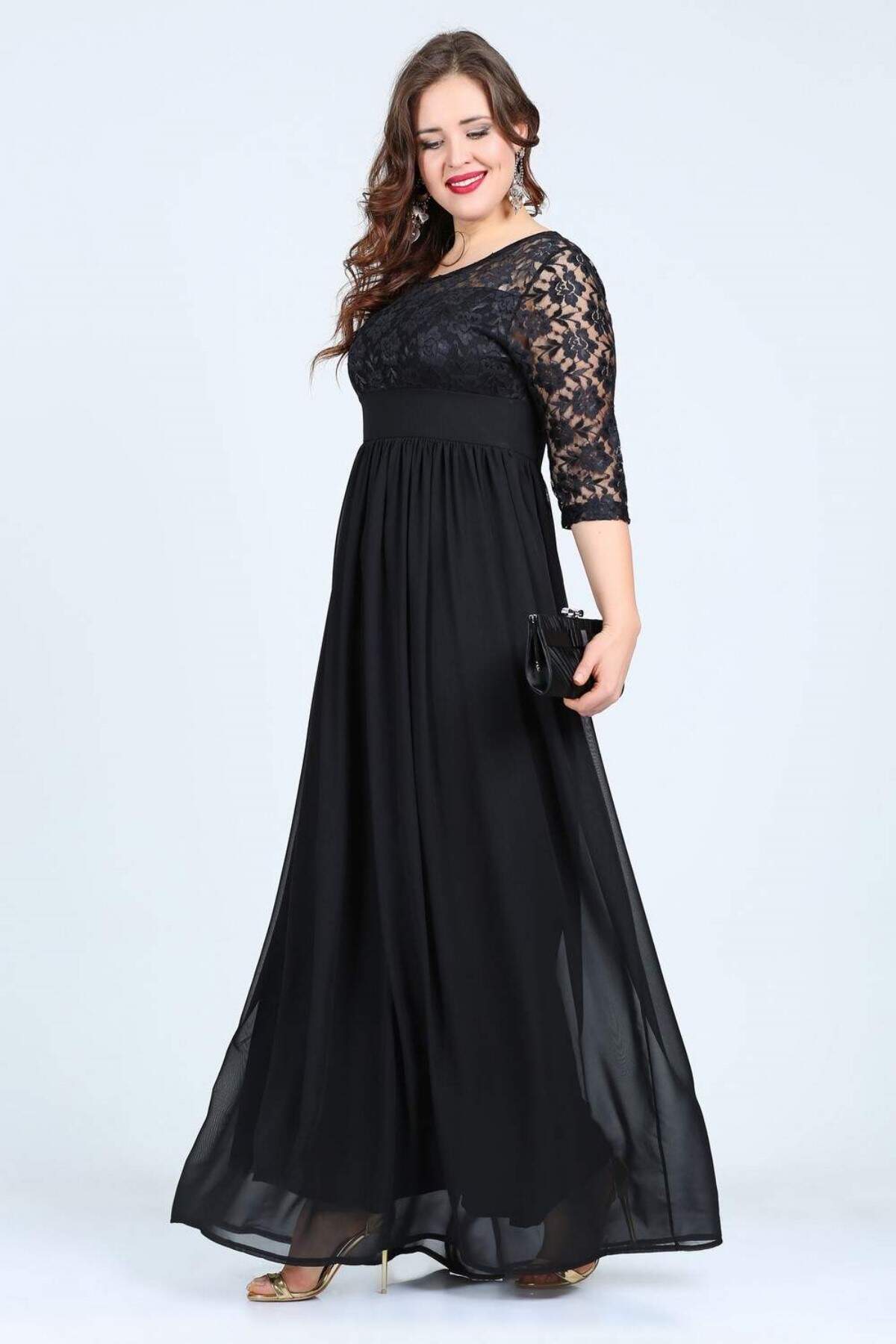 Women's Oversize Black Long Evening Dress