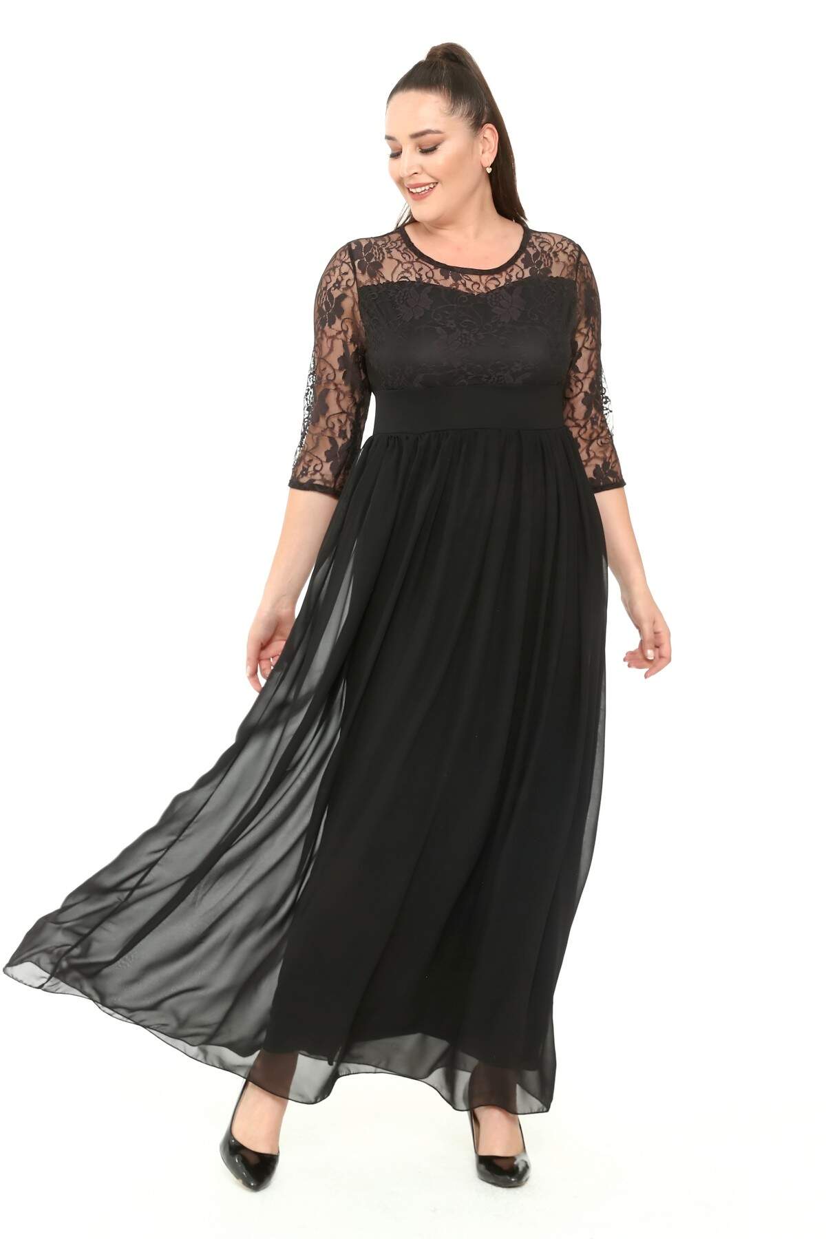 Women's Oversize Black Long Evening Dress