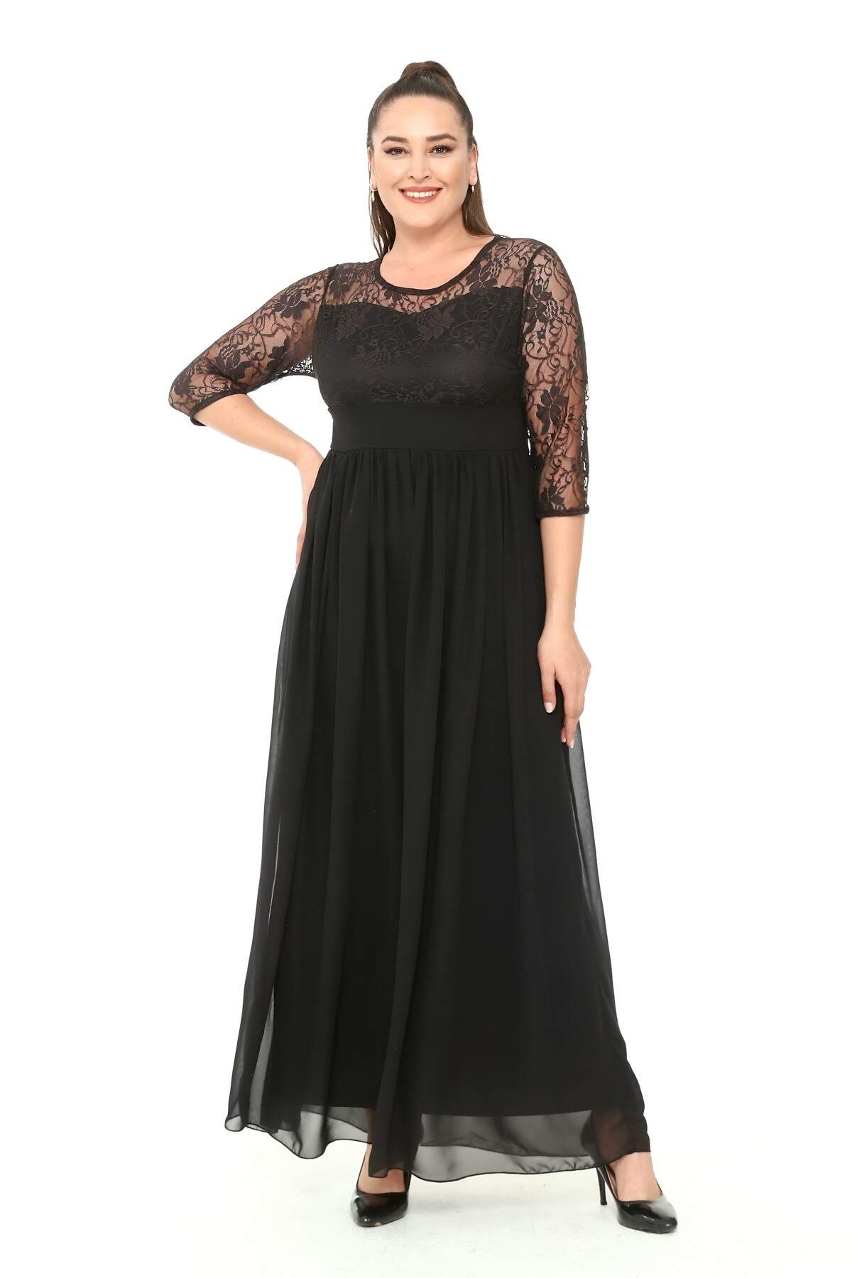 Women's Oversize Black Long Evening Dress