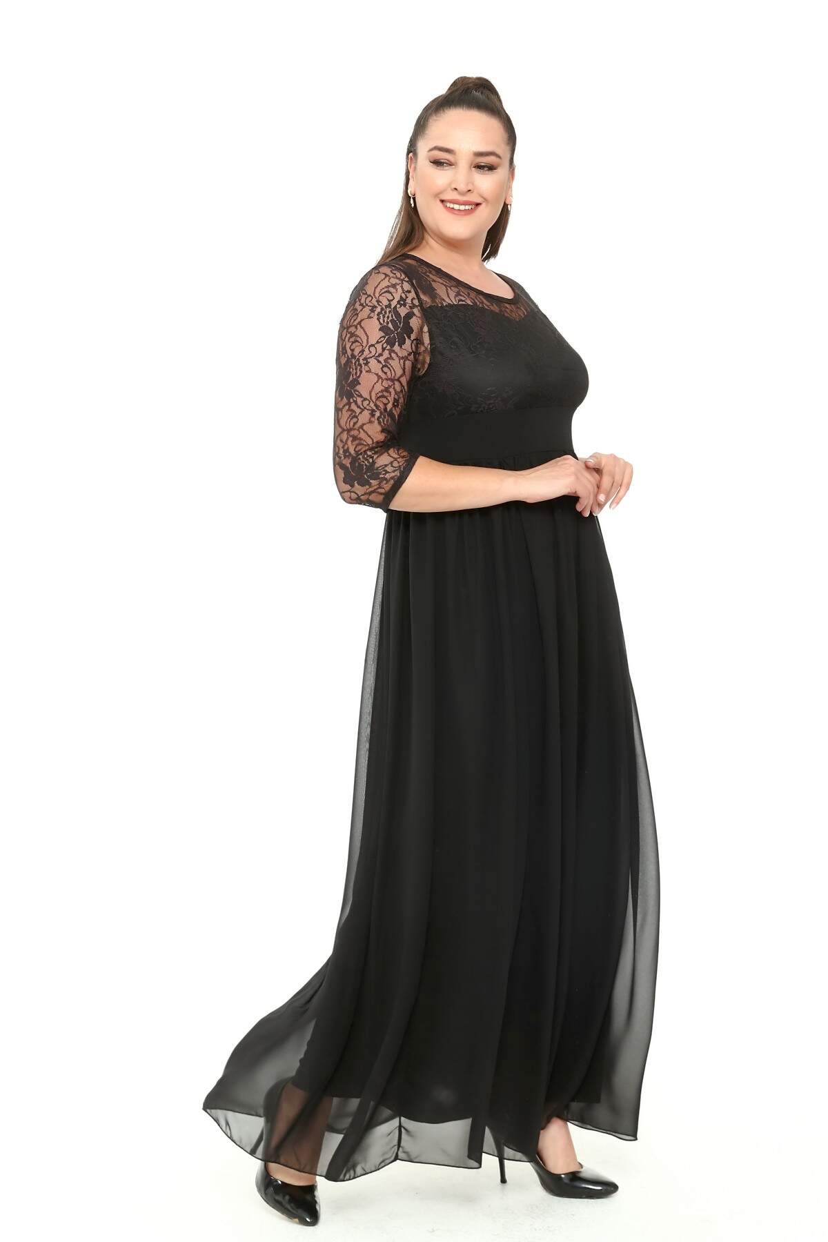 Women's Oversize Black Long Evening Dress