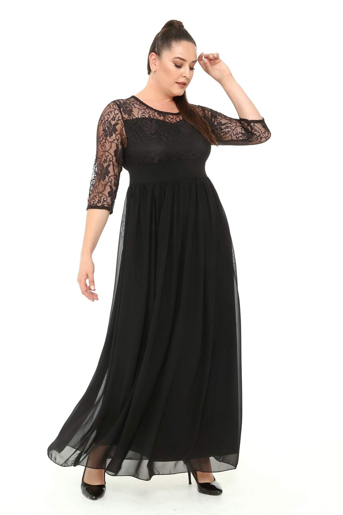 Women's Oversize Black Long Evening Dress