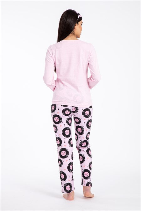 Women's Patterned Light Pink Pajama Set