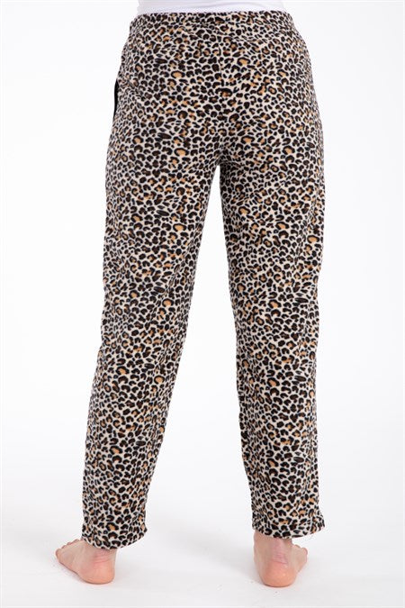 Women's Leopard Pattern Polar Fleece Pajama Pants